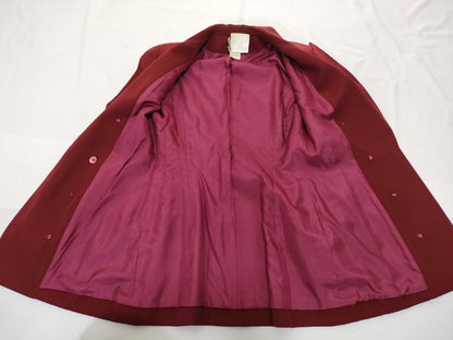 CHANEL Wool Double-Breasted Tailored Jacket with Coco Mark, Bordeaux, Size: 36