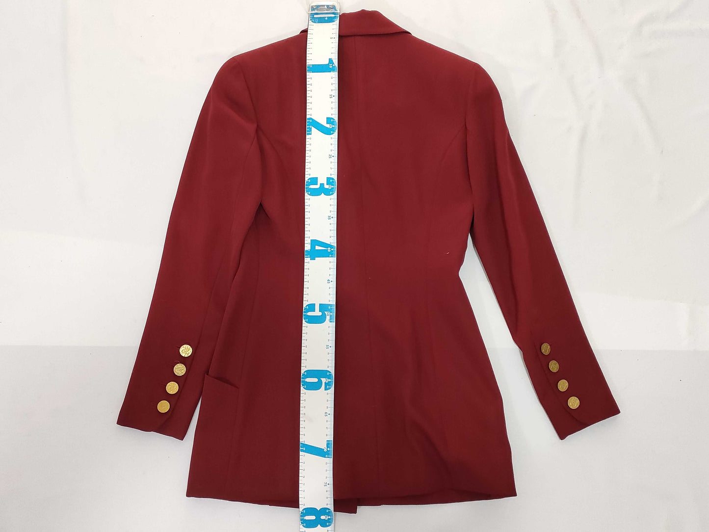 CHANEL Wool Double-Breasted Tailored Jacket with Coco Mark, Bordeaux, Size: 36