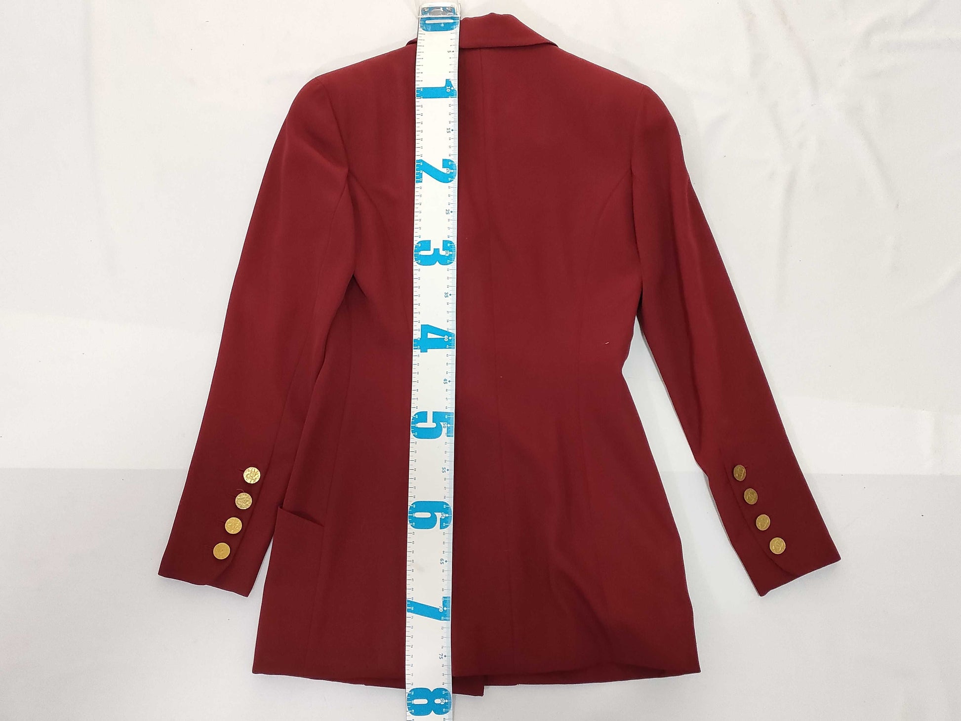 CHANEL Wool Double-Breasted Tailored Jacket with Coco Mark, Bordeaux, Size: 36