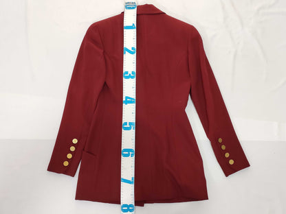 CHANEL Wool Double-Breasted Tailored Jacket with Coco Mark, Bordeaux, Size: 36