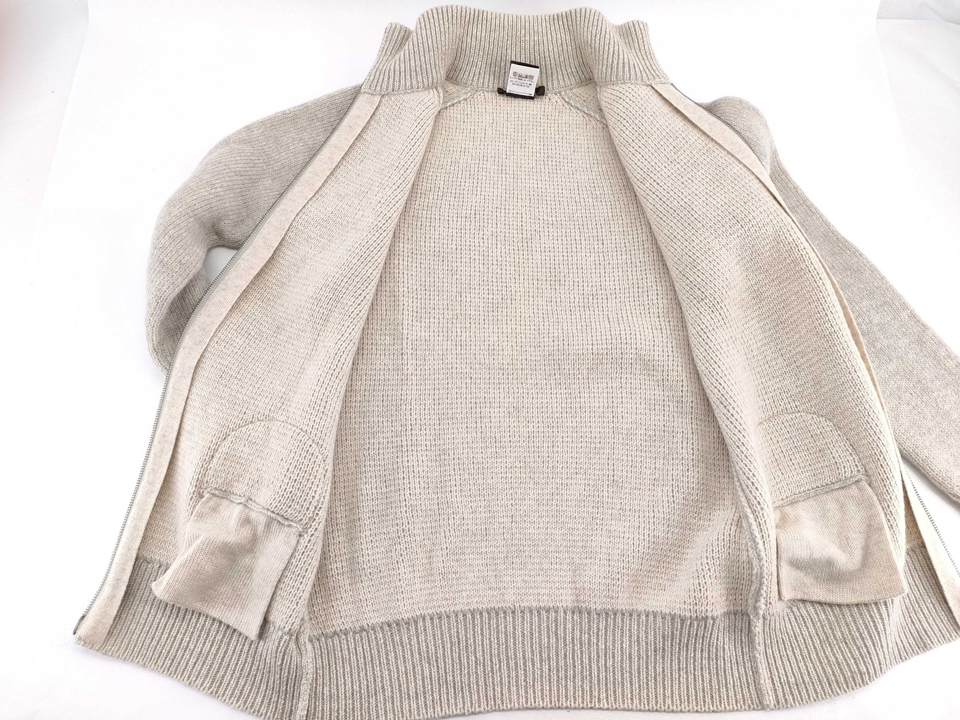 LOUIS VUITTON Wool and Cashmere Zip Cardigan Size: L Beige with Box