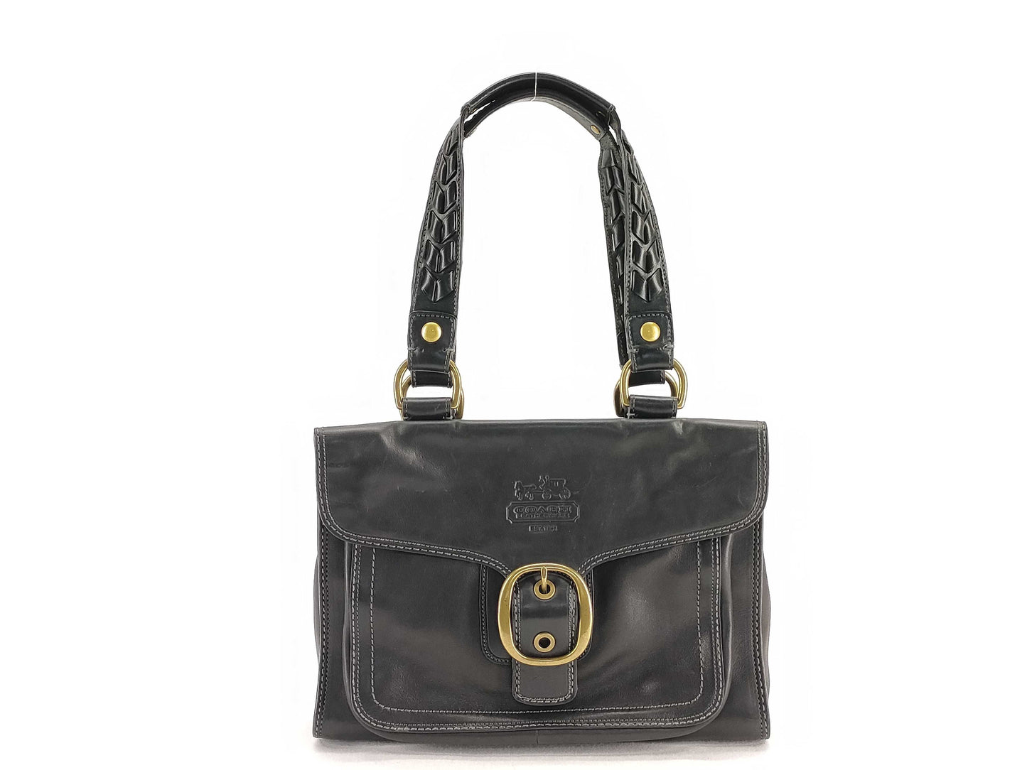 COACH 11420 Leather Madison Tote Bag Black Tote Bag