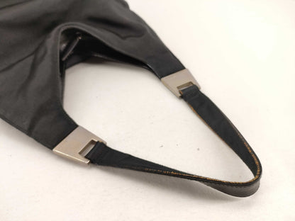 GUCCI 001.1274.3010 Leather and Satin Handbag Black Handbag