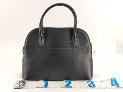 HIGH-CLASS Leather Handbag in Black with Strap, Cloche, Cadena, Two Keys, and Dust Bag