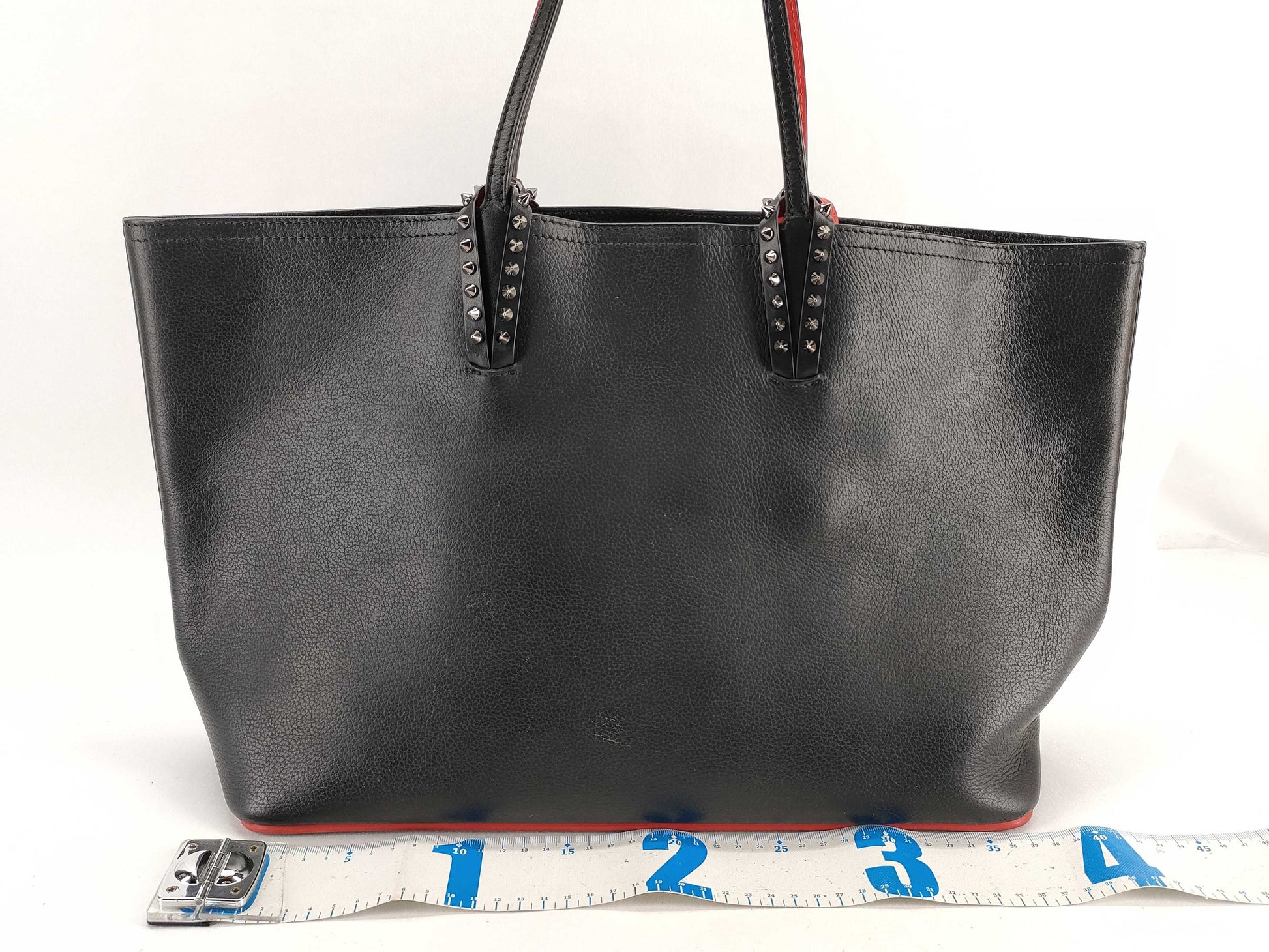 Christian Louboutin Leather Cabata Tote Bag in Black and Red with Pouch and Strap