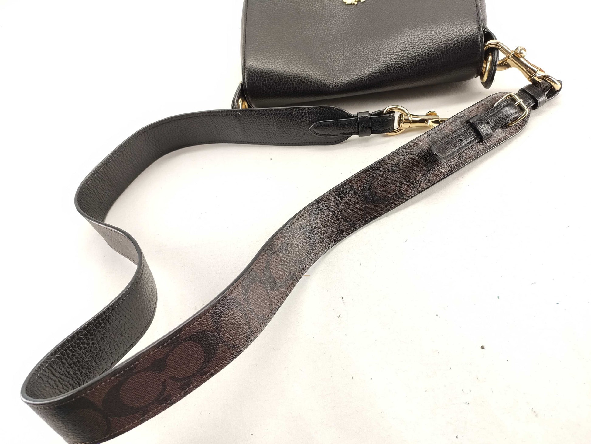 COACH F77979 Leather Shoulder Bag, Black, with Strap