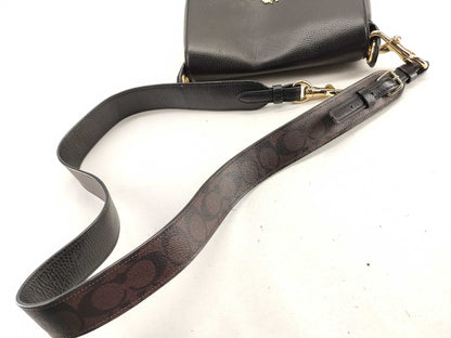 COACH F77979 Leather Shoulder Bag, Black, with Strap