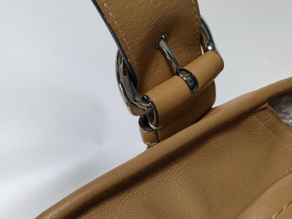 COACH Leather Hunt Bag Beige Handbag