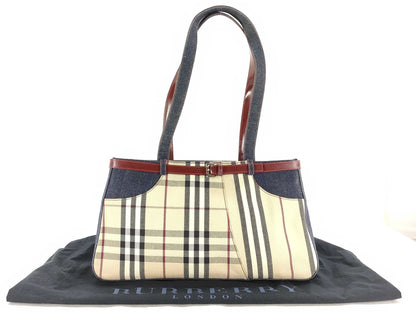 BURBERRY denim handbag tote bag