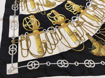 HERMES Scarf Carre Black Scarf
