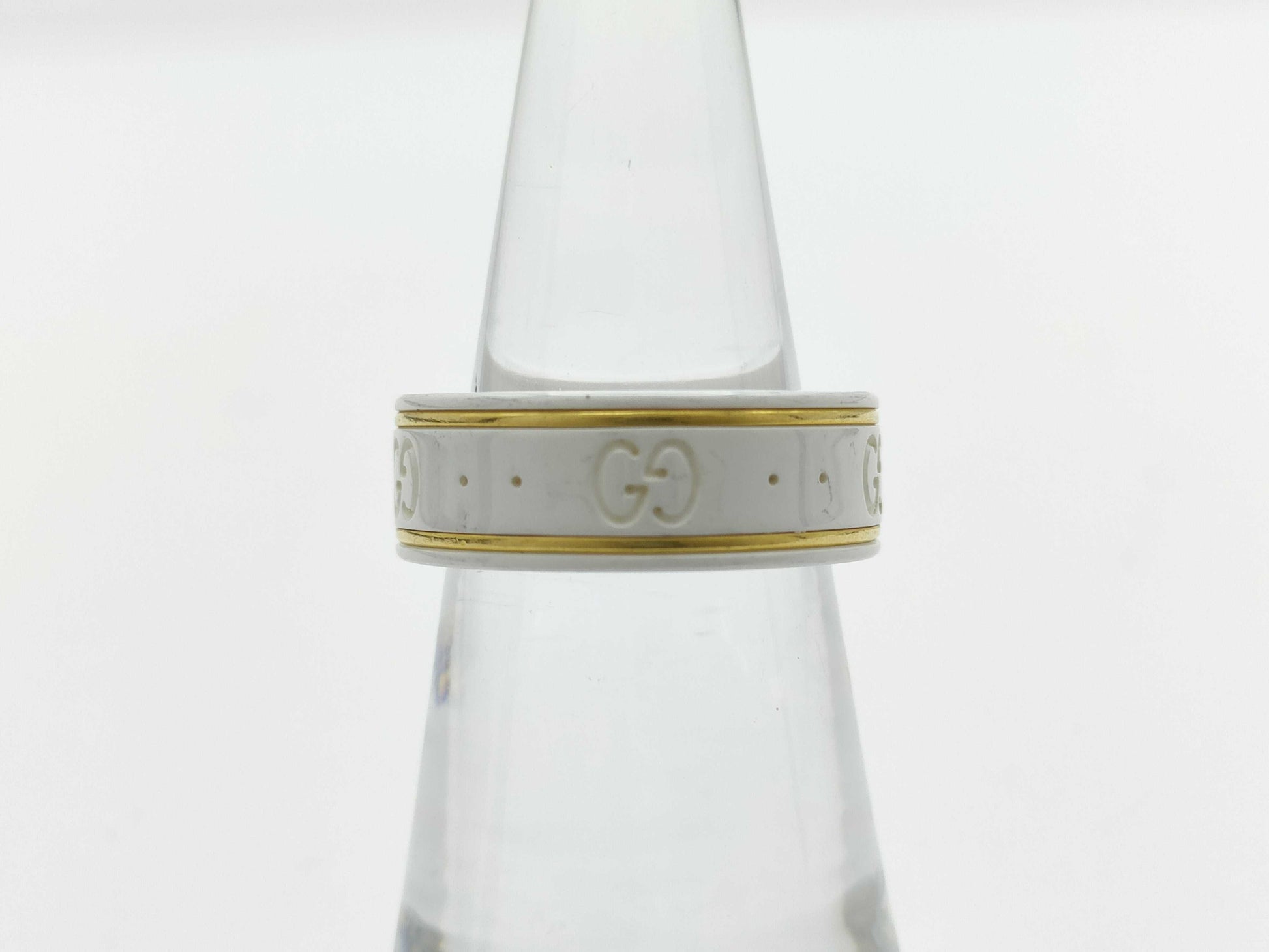 GUCCI Icon #10 White Ceramic Au750 4.4g Ring 