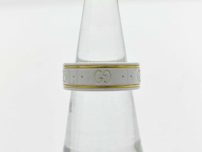 GUCCI Icon #10 White Ceramic Au750 4.4g Ring 
