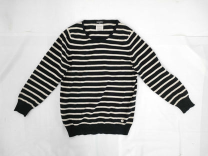 CHANEL CHANEL Long Sleeve Striped Knit Top Size 42