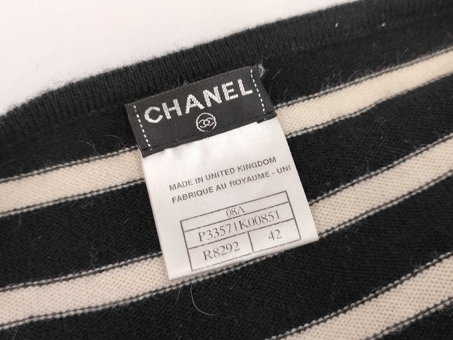 CHANEL CHANEL Long Sleeve Striped Knit Top Size 42