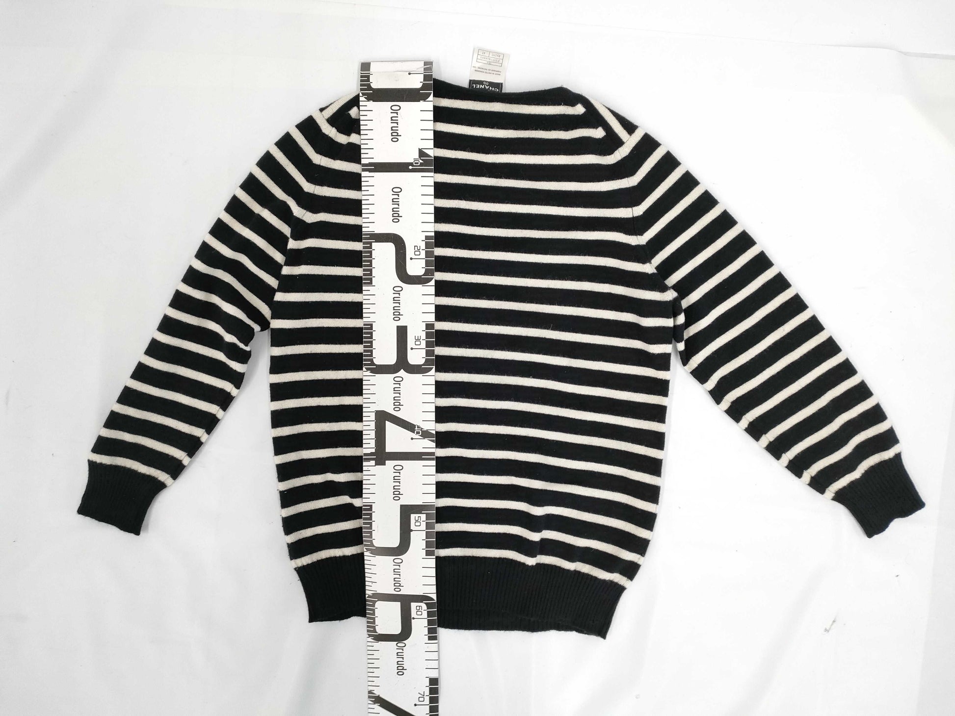 CHANEL CHANEL Long Sleeve Striped Knit Top Size 42
