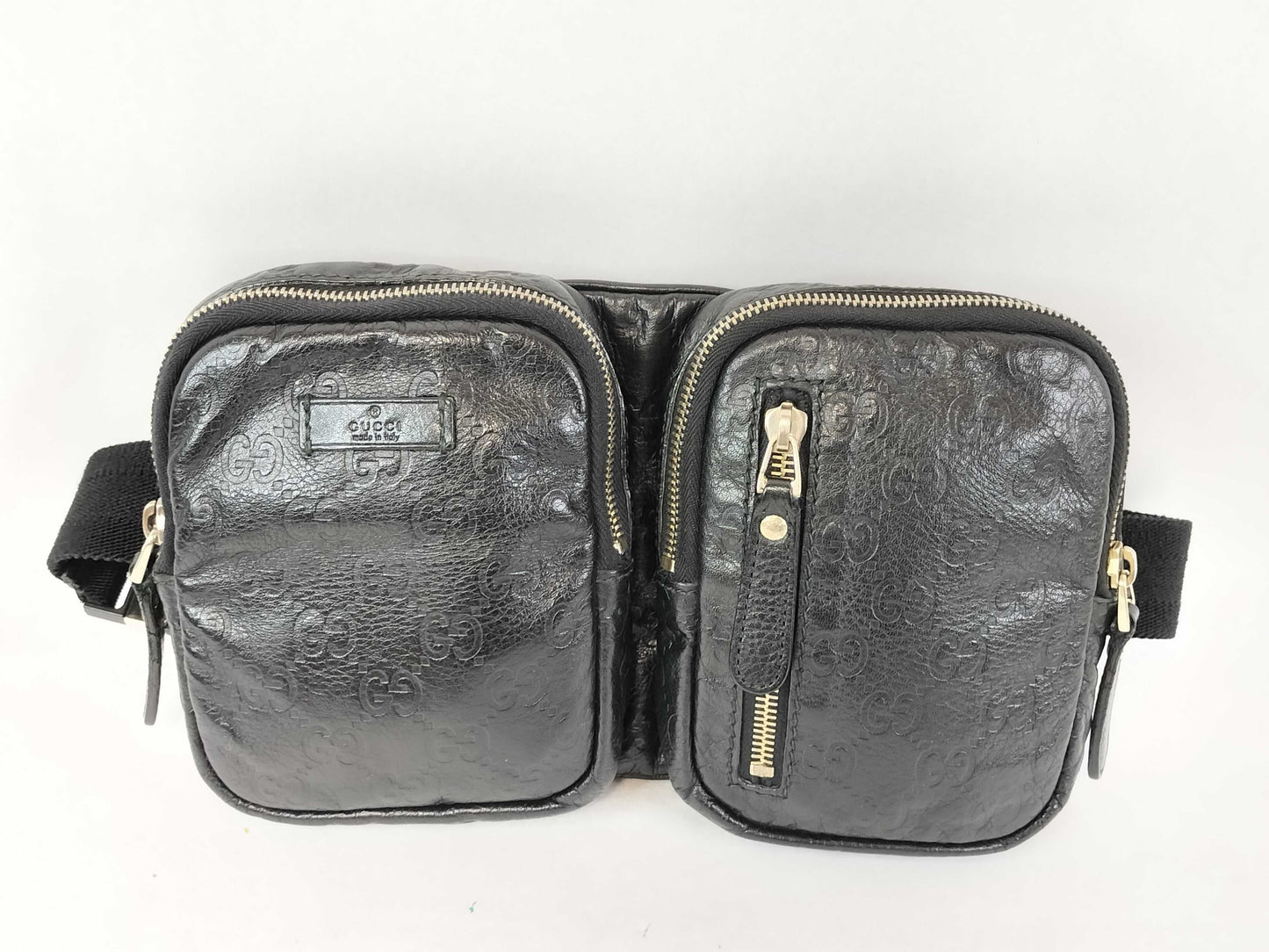 GUCCI GG GUCCI Gucci GG Shimmer Leather Waist Bag Black Waist Bag