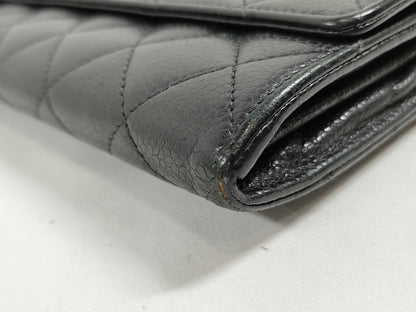 CHANEL CHANEL Matelasse Caviar Leather Long Wallet, 19th Series, Cards and Stickers Included, Wallet