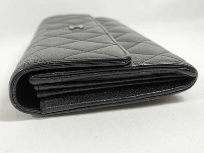 CHANEL CHANEL Matelasse Caviar Leather Long Wallet, 19th Series, Cards and Stickers Included, Wallet