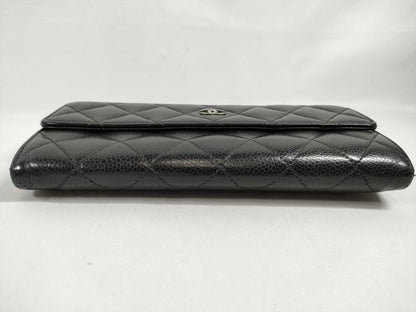 CHANEL CHANEL Matelasse Caviar Leather Long Wallet, 19th Series, Cards and Stickers Included, Wallet