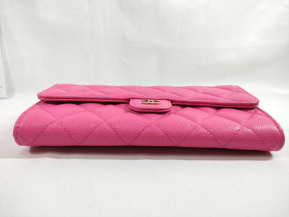 CHANEL CHANEL Matelasse Caviar Leather Long Wallet, Random Number, Pink