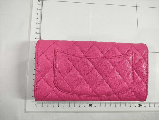 CHANEL CHANEL Matelasse Caviar Leather Long Wallet, Random Number, Pink