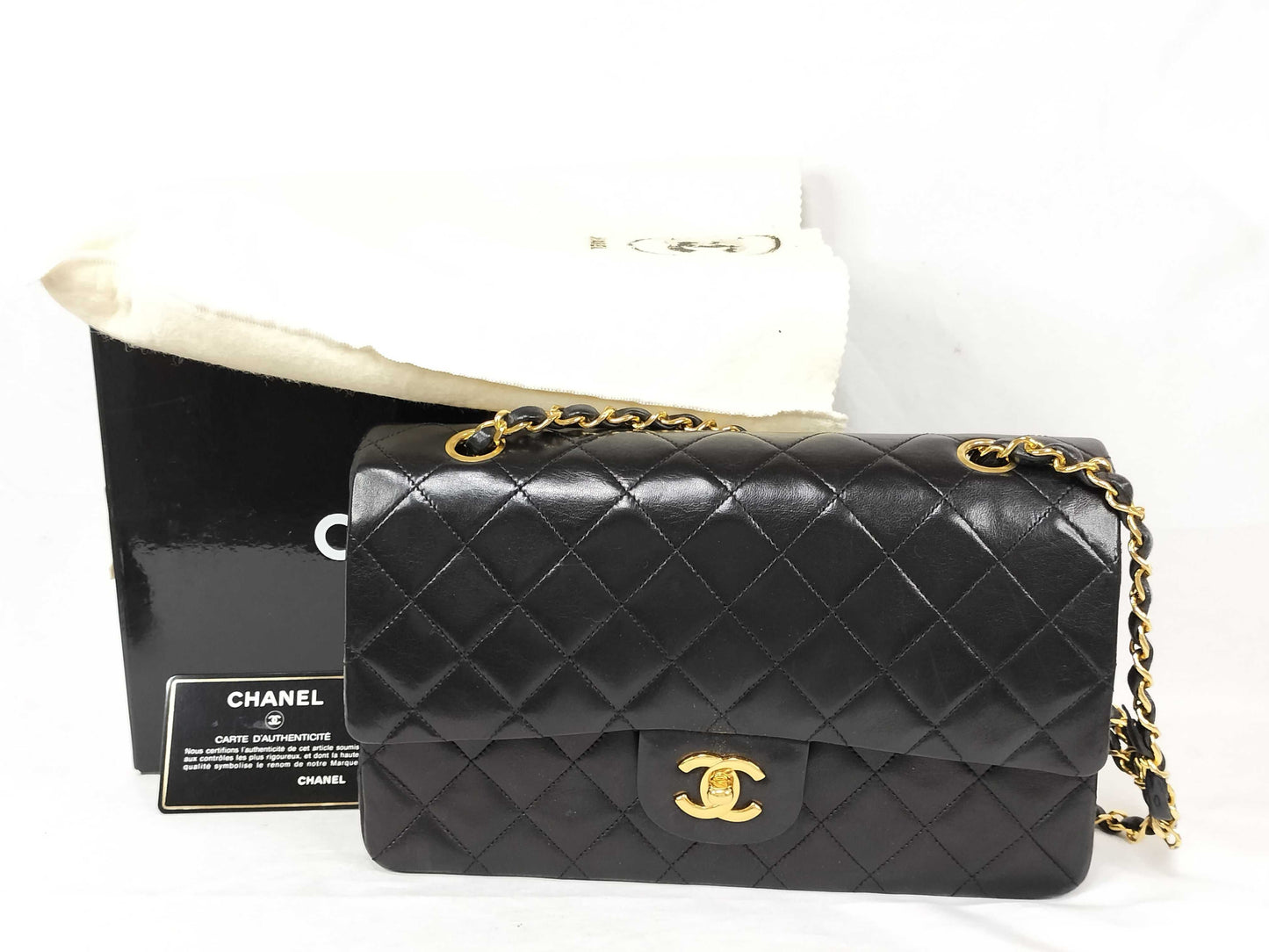 CHANEL Matelasse Double-Flap Lambskin Chain Shoulder Bag, 0 Series, Box, Card, Bag, and Sticker Included
