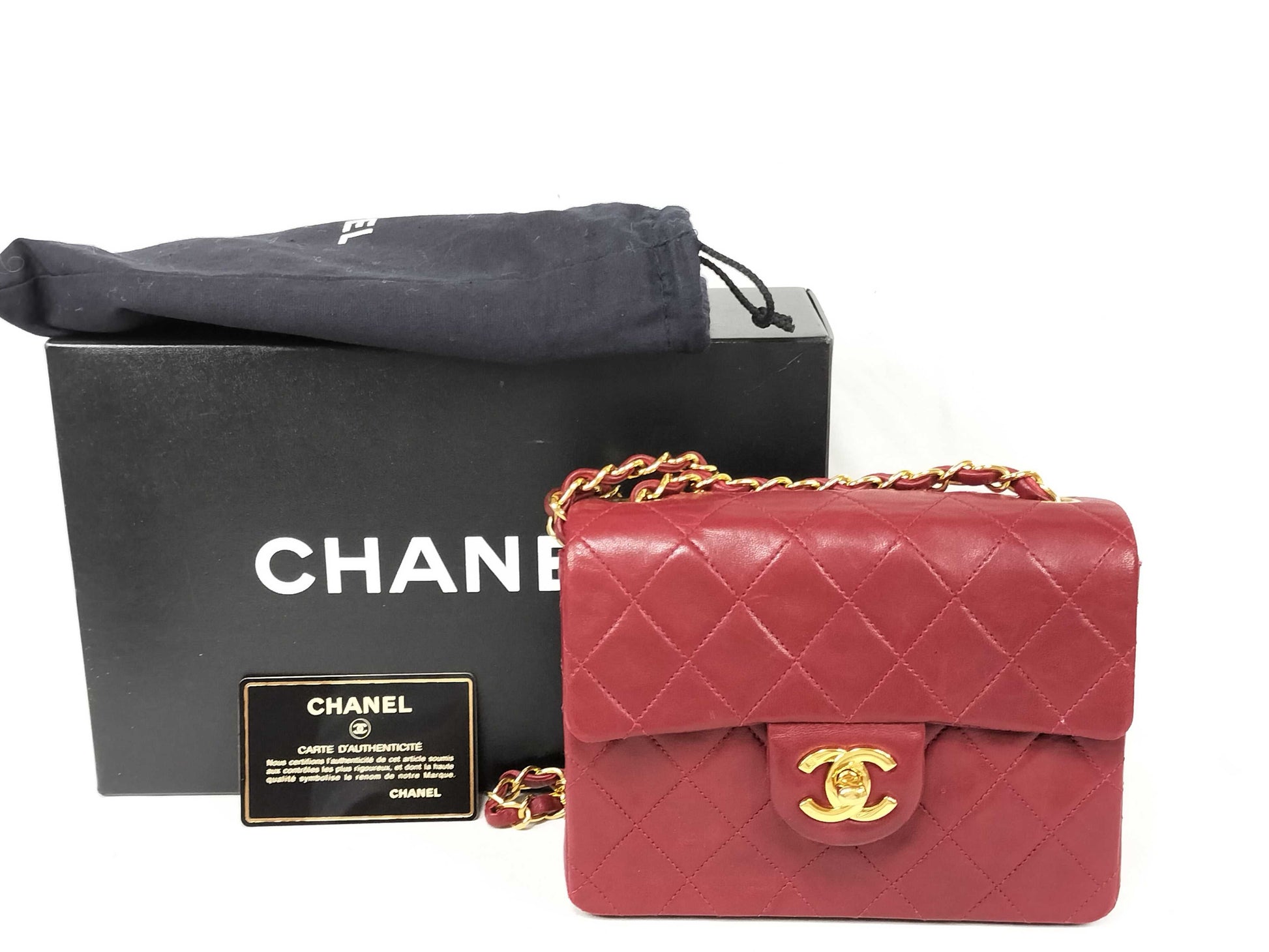CHANEL Matelasse CHANEL Mini Matelasse Bordeaux Chain Shoulder Bag, No. 4, Box, Bag, Card, and Sticker Included