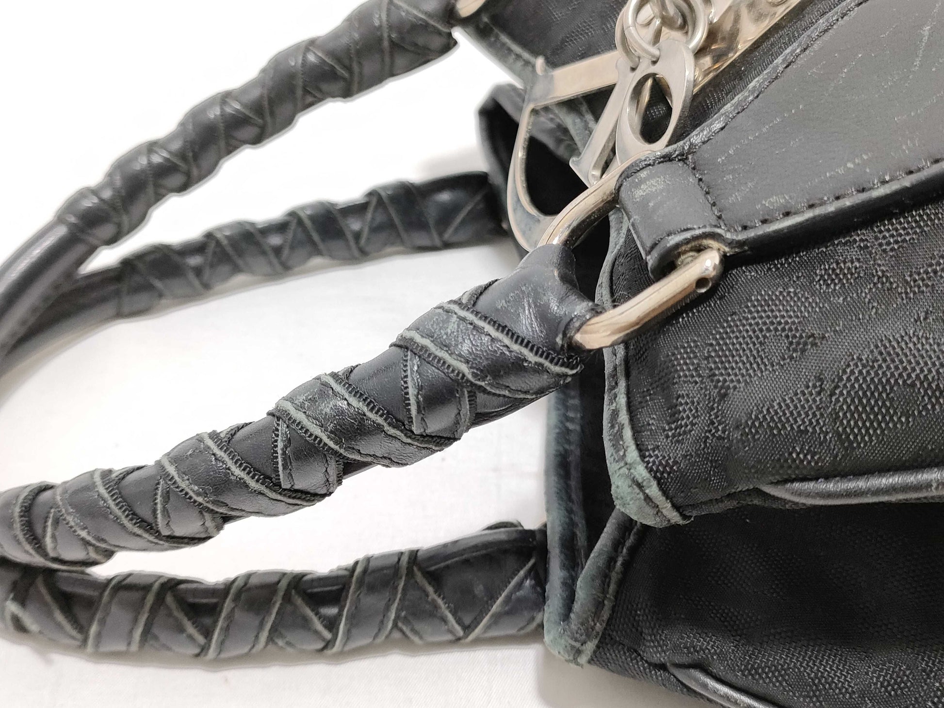 Dior Trotter Christian Dior Tote Bag Lovely Trotter All-Over Print Charm Black Handbag