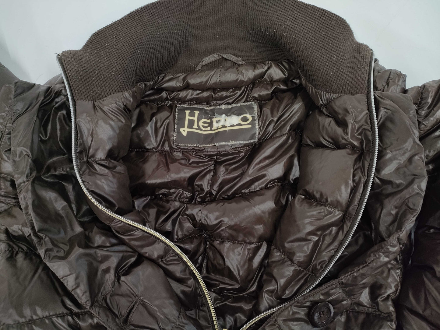 Herno Down Jacket, Long Down Coat, Layered Style, Zip-Up, Size 42