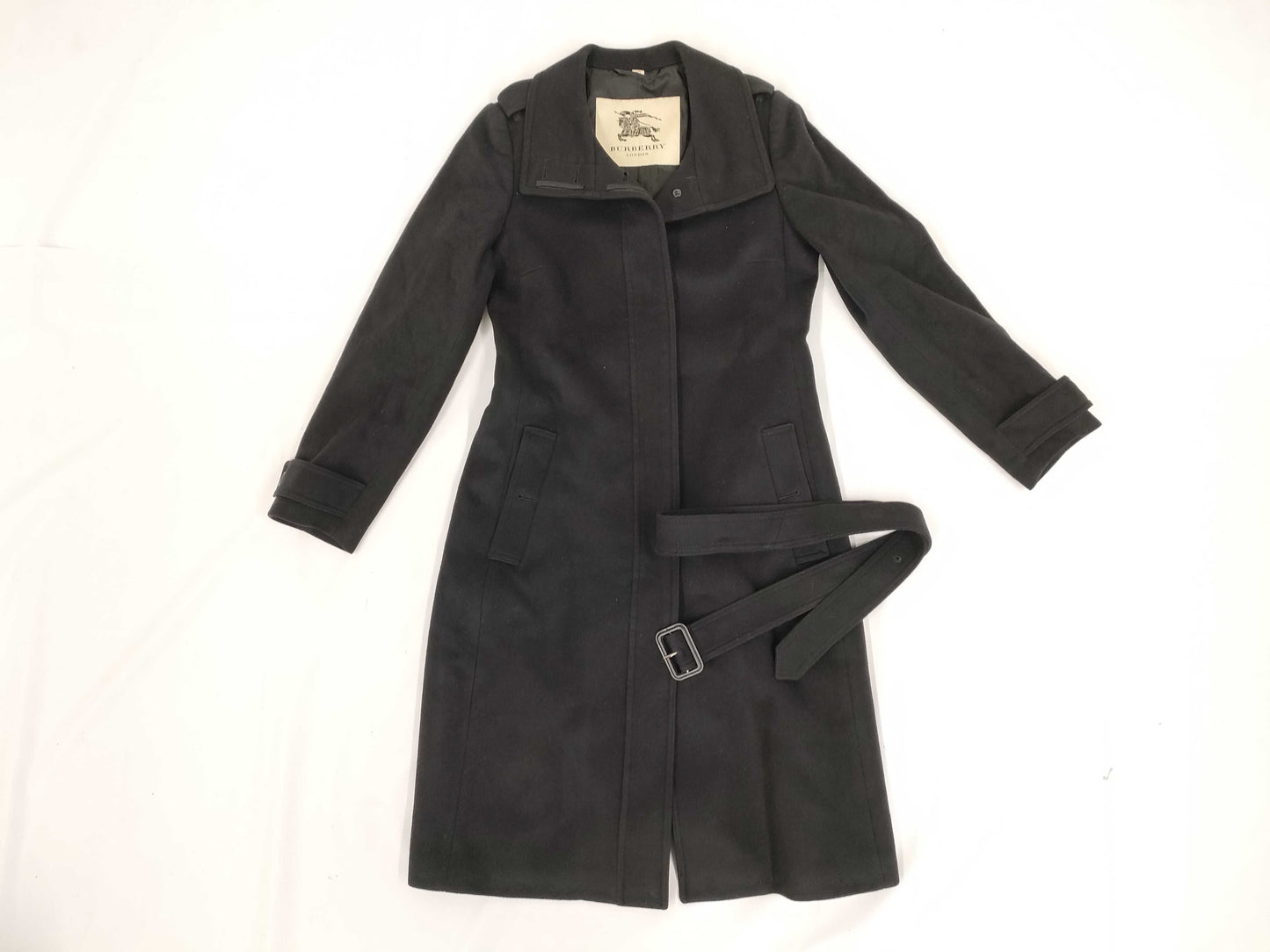 BURBERRY London Long Wool Cashmere Blend 40 Belted Coat
