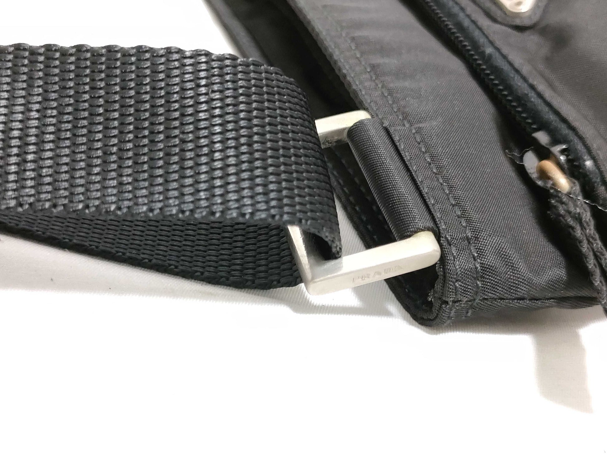 PRADA Nylon Prada Shoulder Bag with Triangle Logo, Black