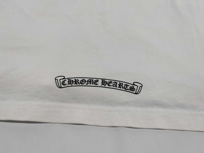 CHROME HEARTS Long T-Shirt with Neck Logo and Sleeve Logo, White, XL