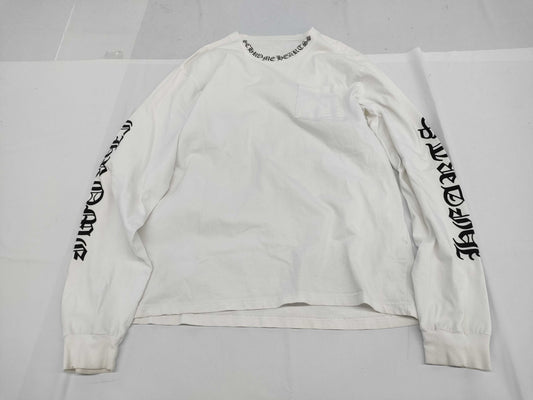 CHROME HEARTS Long T-Shirt with Neck Logo and Sleeve Logo, White, XL