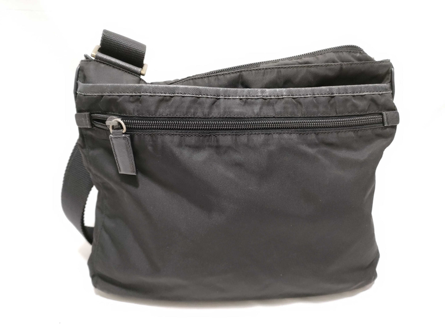 PRADA Nylon Prada Shoulder Bag with Triangle Logo, Black