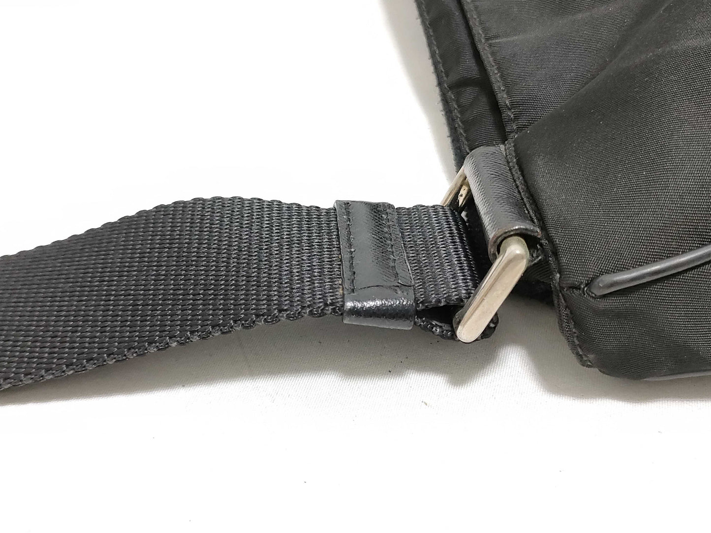 PRADA Nylon Prada Shoulder Bag with Triangle Logo, Black