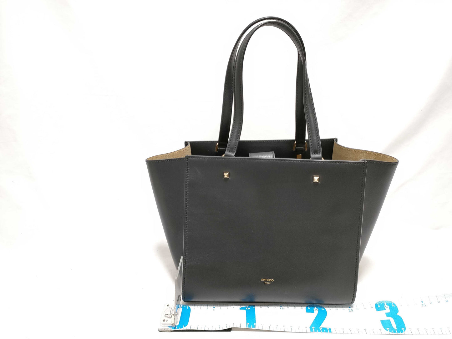 JIMMY CHOO Handbag Tote Bag Embossed Logo Black Bag Handbag