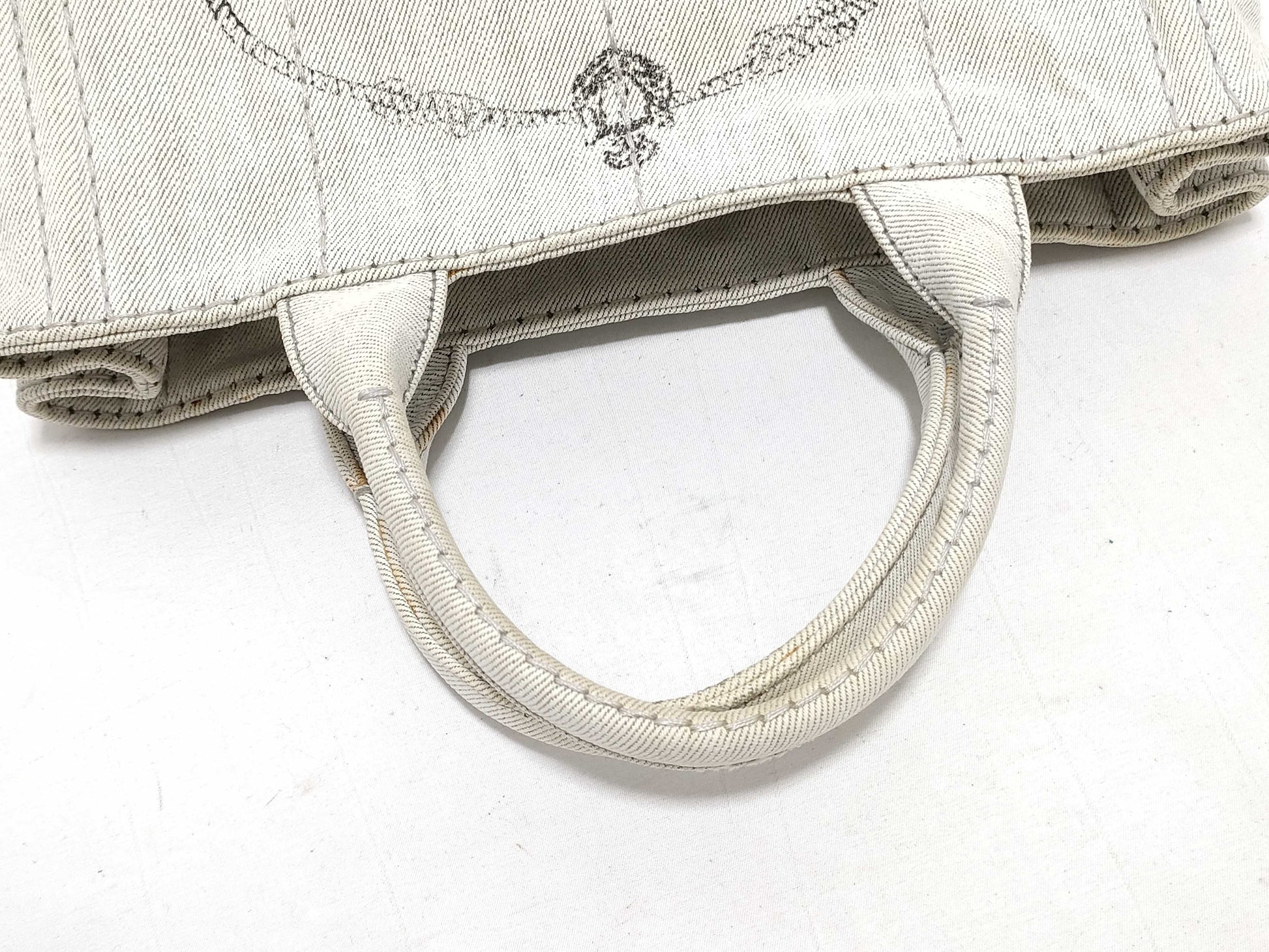 PRADA Prada Canapa Denim Handbag with Triangle Logo Tote Bag