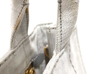 PRADA Prada Canapa Denim Handbag with Triangle Logo Tote Bag