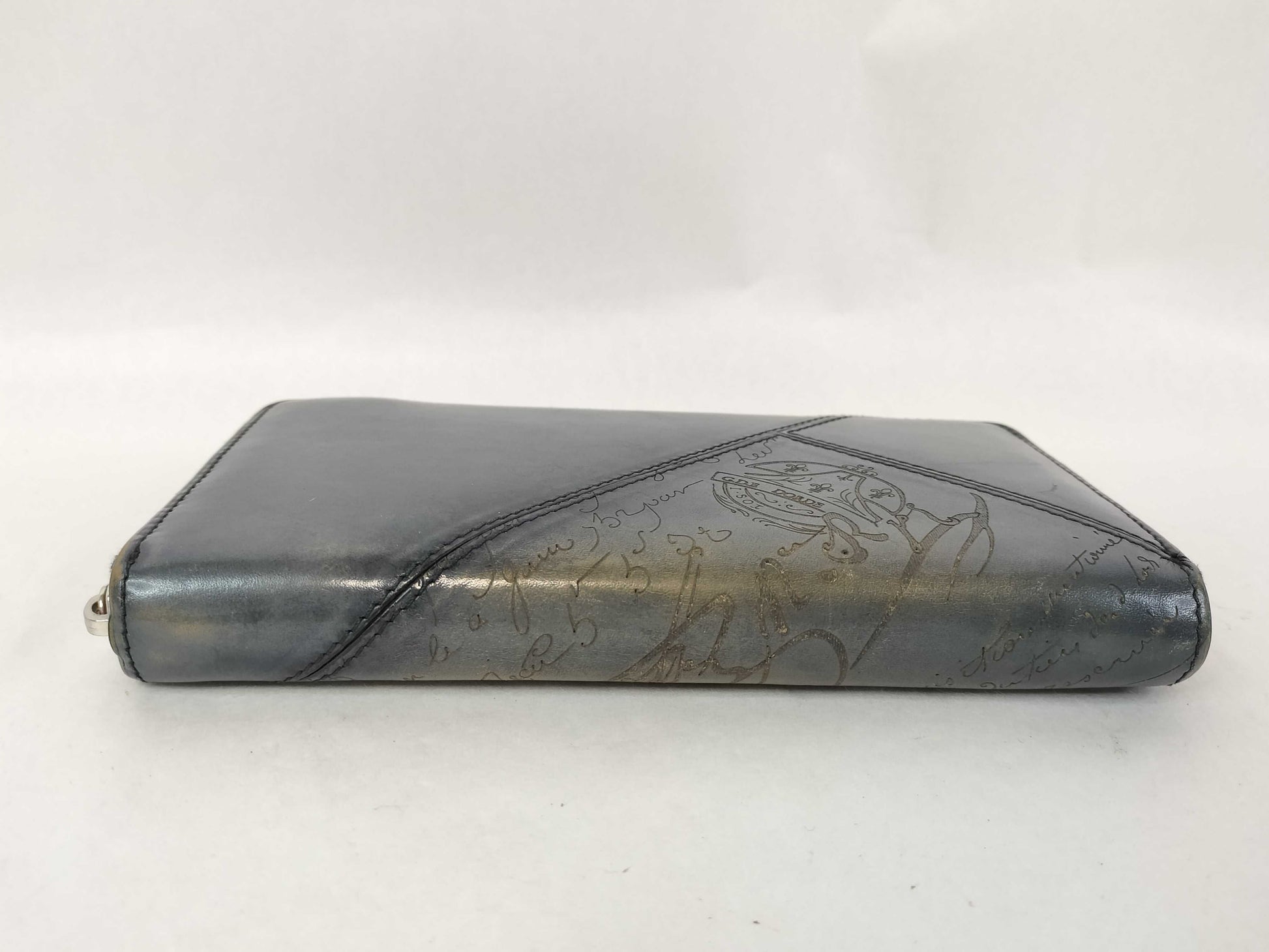 Berluti Calligraphy Long Wallet with Round Zipper