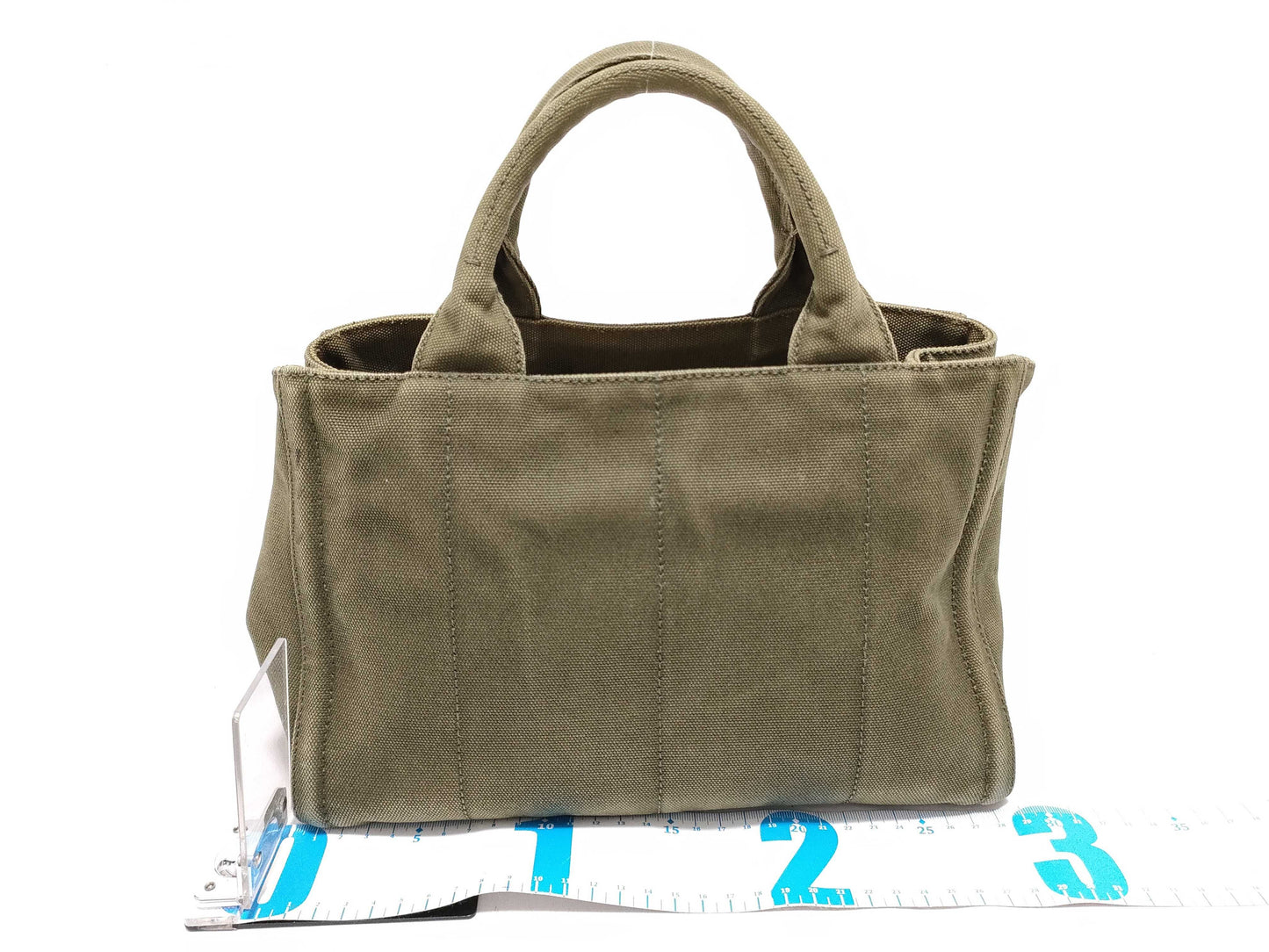 PRADA Prada Handbag Canapa Denim Stud Triangle Logo Tote Bag