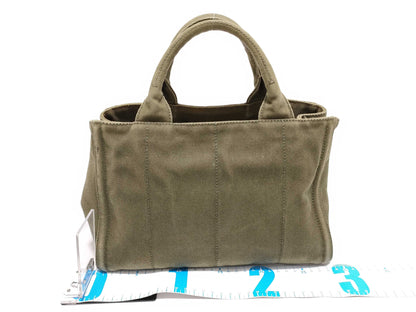PRADA Prada Handbag Canapa Denim Stud Triangle Logo Tote Bag