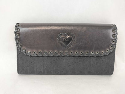 Dior Christian Dior Trotter Heart Ethnic Black Long Wallet