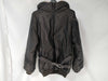 HERMES Down Jacket, All-Over Print Hoodie, Black, Size 36, Belted