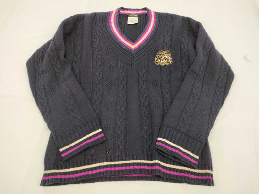CHANEL Cashmere Knit Sweater with Patches, Size 42, P44160K04587