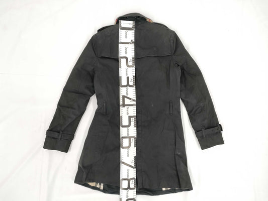 BURBERRY Nova Check Sandringham Trench Coat in Black with Belt, Size 46