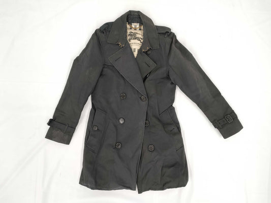 BURBERRY Nova Check Sandringham Trench Coat in Black with Belt, Size 46