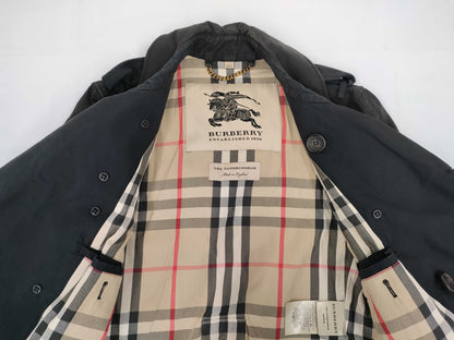 BURBERRY Nova Check Sandringham Trench Coat in Black with Belt, Size 46