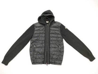 MONCLER Moncler Cardigan Knit Down Hoodie with Switching Design, Black, Size M