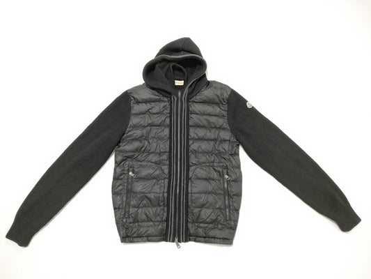 MONCLER Moncler Cardigan Knit Down Hoodie with Switching Design, Black, Size M