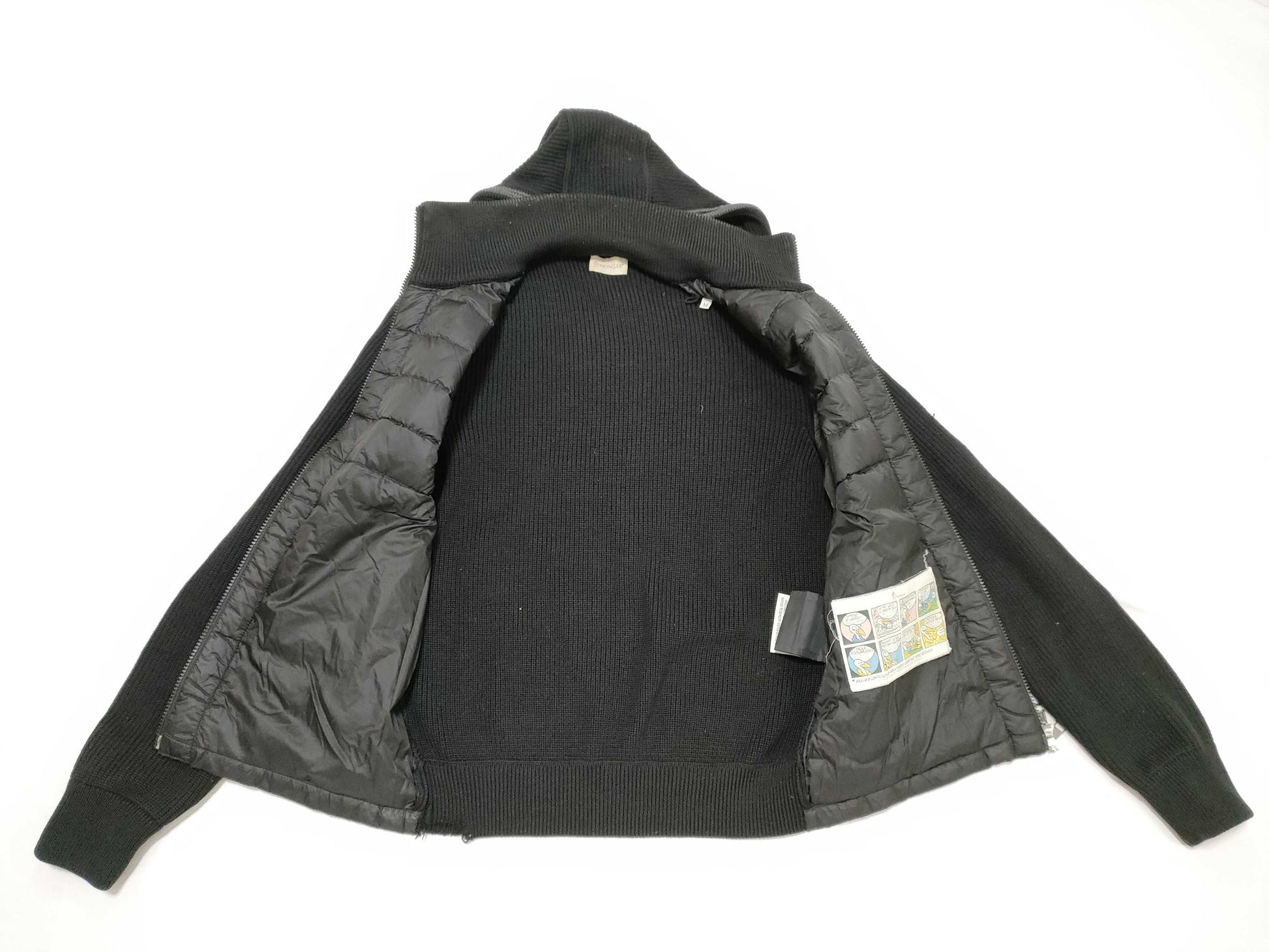 MONCLER Moncler Cardigan Knit Down Hoodie with Switching Design, Black, Size M